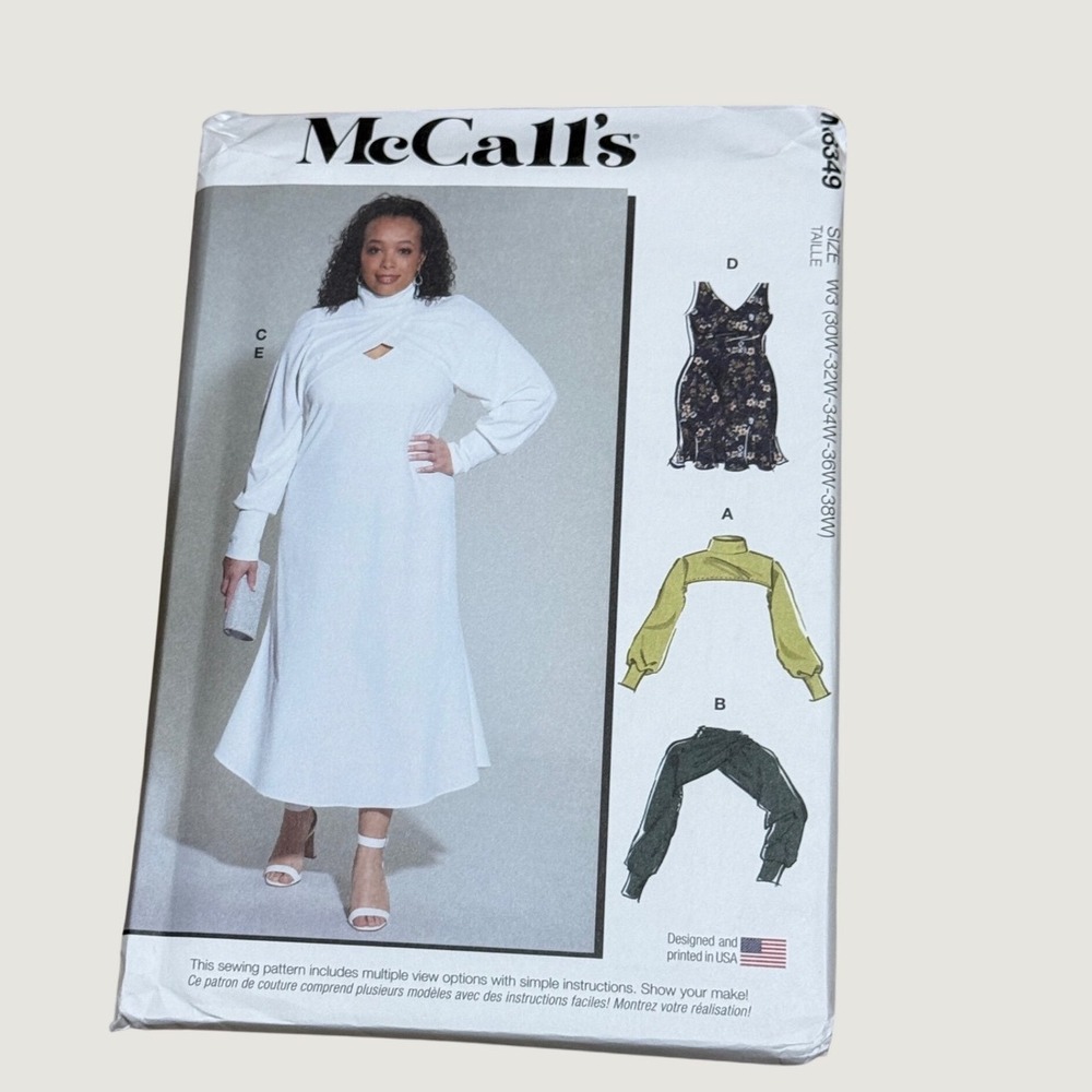McCall's M8349 Sewing Pattern Women's Dress Shrug W3 30W-38W Modern Minimalist